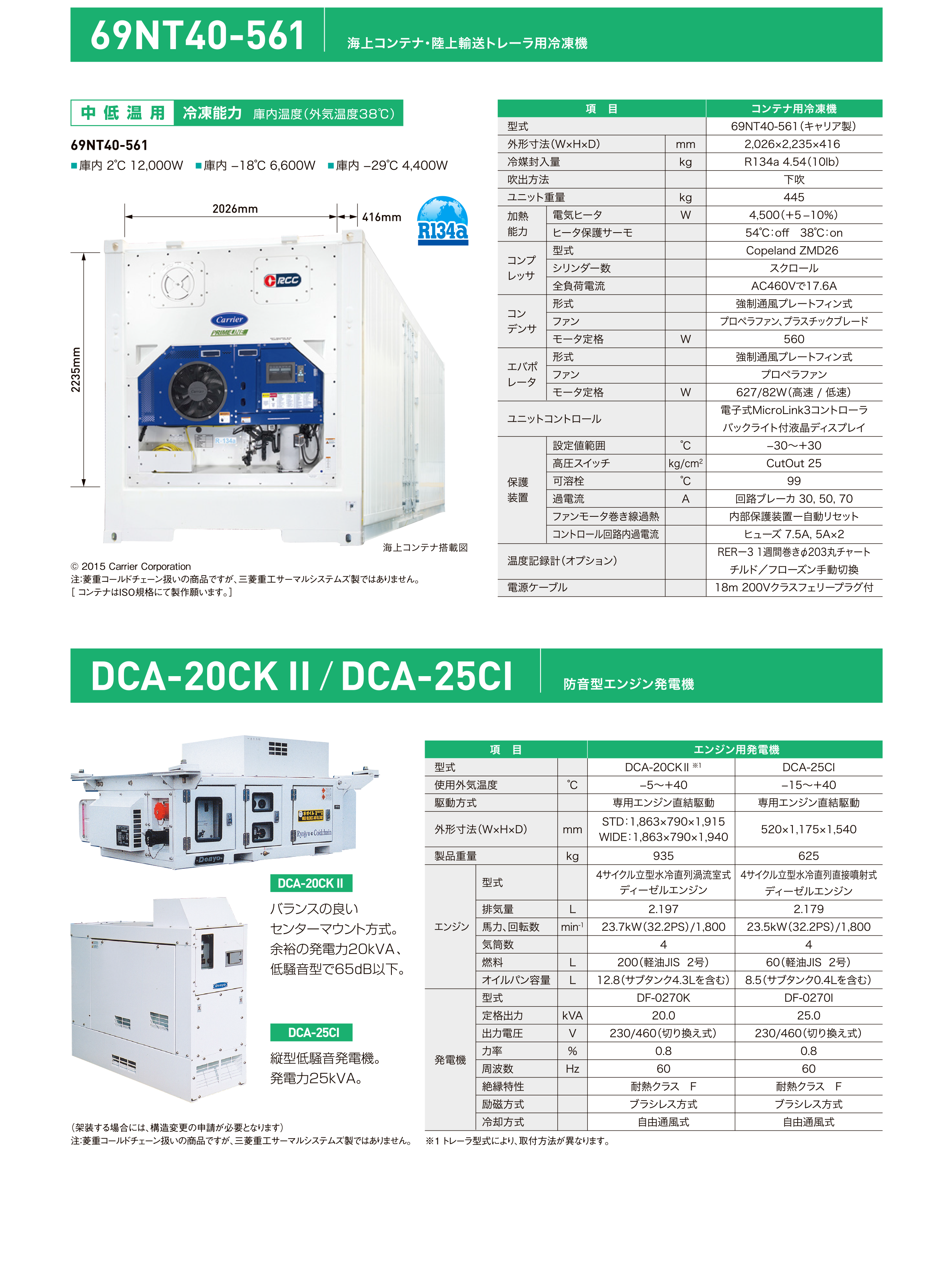 Product | 海上コンテナ・陸上輸送トレーラ用冷凍機 | 69nt40-561, dca-20ckII, dca-25cl